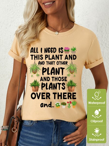 

Lilicloth X Manikvskhan Gift For Plant Lover All I Need Is This Plant And That Other Plant Womens Waterproof Oilproof And Stainproof Fabric T-Shirt, Apricot, T-shirts