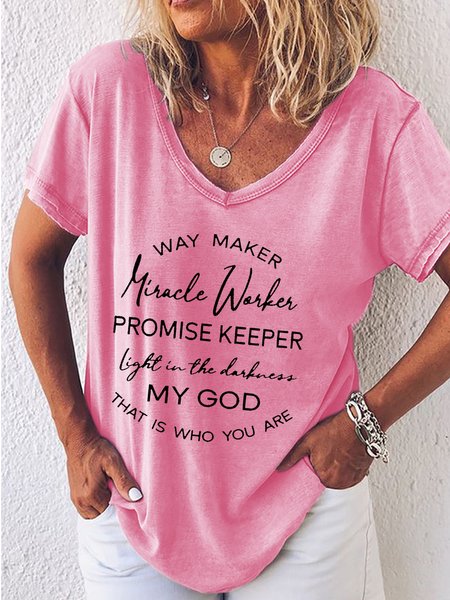 

Women's Way Maker Letters Regular Fit Casual T-Shirt, Pink, T-shirts