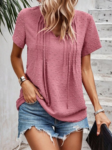 

Womens Casual V Neck Loose Shirt, Pink, Shirts & Blouses