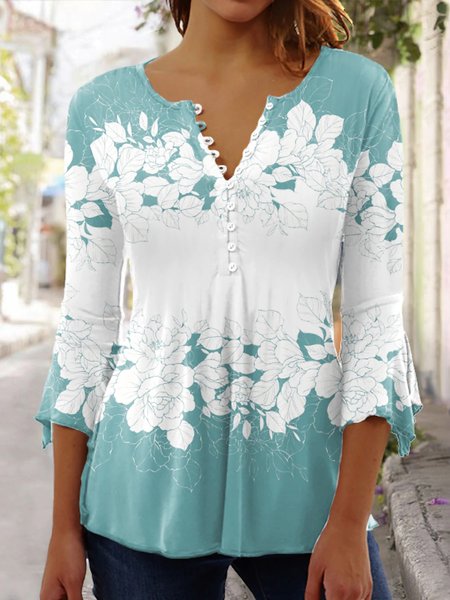 

Womens Loose Floral Casual Shirt, Green, Shirts & Blouses
