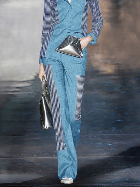 

Daily Urban Regular Fit Striped Fashion Pants, Blue, Pants
