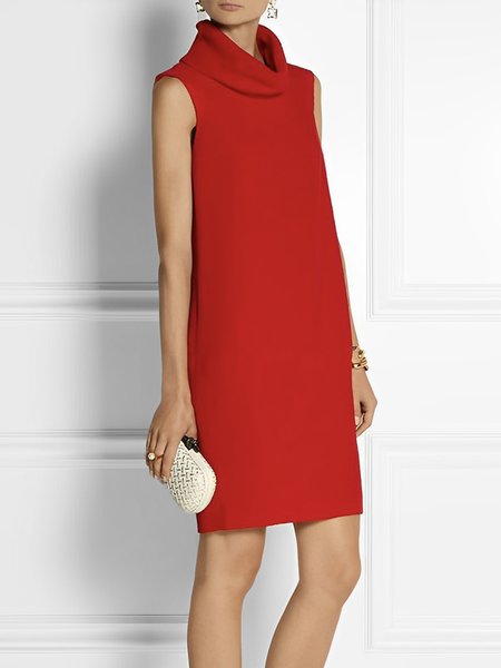 

Daily Regular Fit Urban Shawl Collar Dress, Red, Mini Dresses
