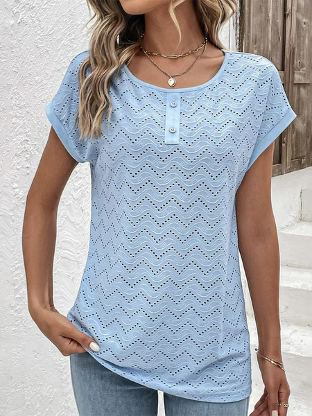 

Batwing Sleeve Cotton-Blend T-Shirt, Sky blue, T-Shirts