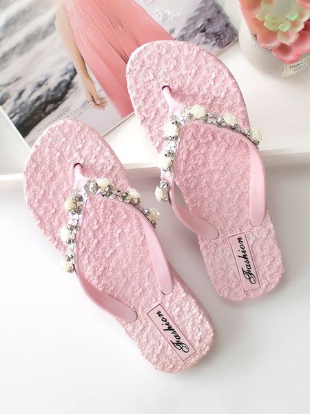 

Summer Vacation Applique Floral Flip Flops, Pink, Slippers