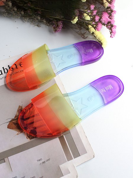 

Transparent Glossy Gradient Casual Beach Slippers, Purple, Slippers