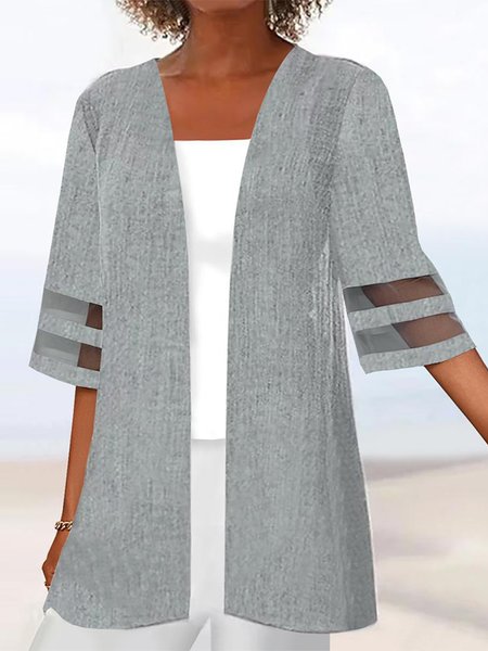 

Casual Wrap Plain Loose Kimono, Gray, Blouses & Shirts