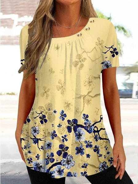 

Casual Loose Floral Shirt, Yellow, Shirts & Blouses