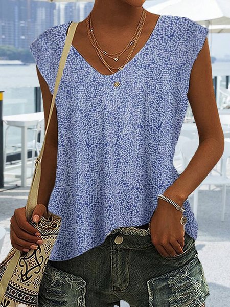 Casual Daisy Loose V Neck Shirt