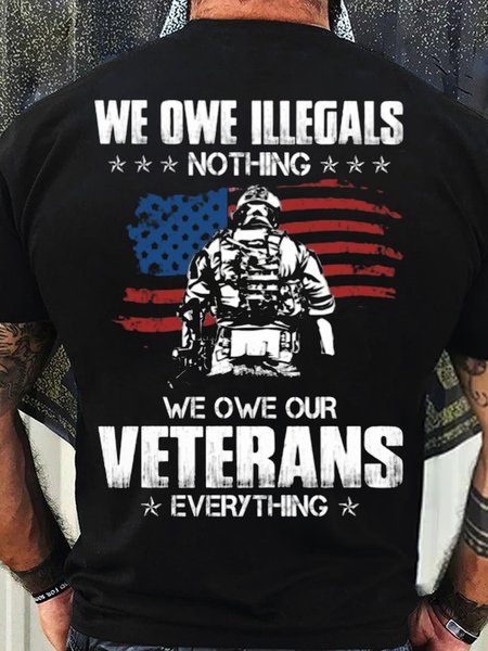 

Men's We Owe Our Veterans Everything Cotton Casual T-Shirt, Black, T-shirts
