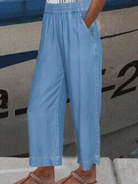 

Womens Casual Denim Pants, Blue, Pants