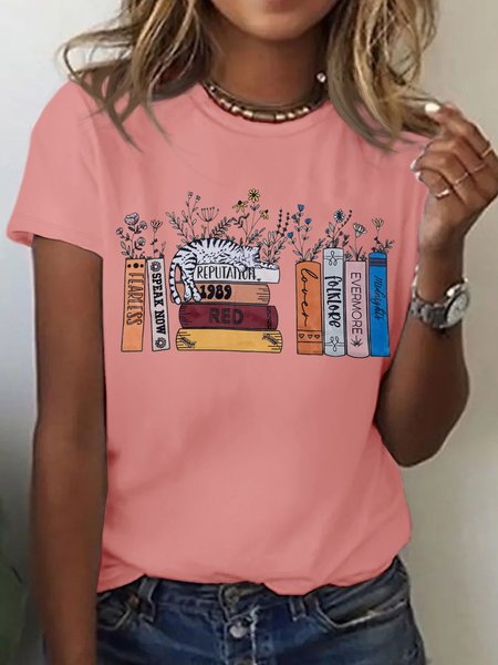

Women Music Lovers Tee Singer Fan Letters Cotton Casual Crew Neck T-Shirt, Pink, T-shirts