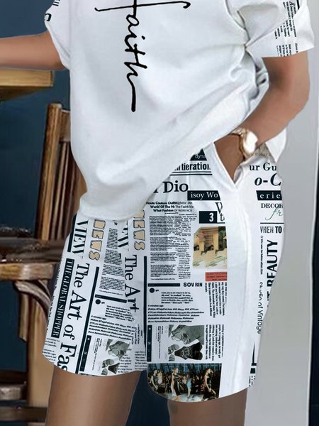 

Daily Geometric Regular Fit Casual Shorts, As picture, Shorts