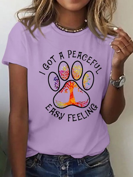 

Women's Cotton Dog Lover Casual Letters T-Shirt, Purple, T-shirts
