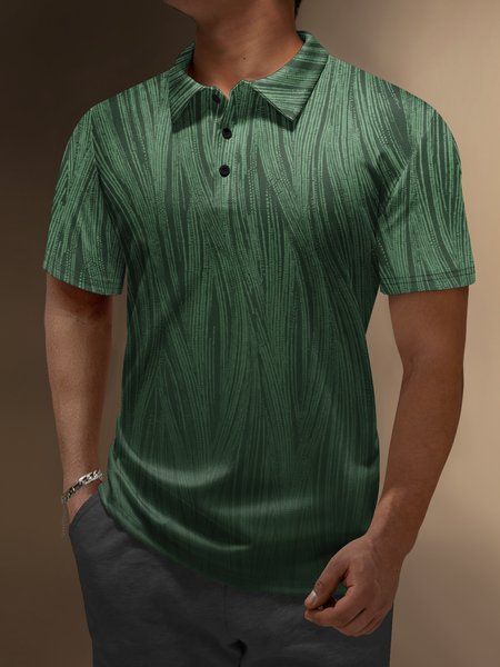 

Ombre Geometric Button Short Sleeve Polo Shirt, Green, Polo Shirts