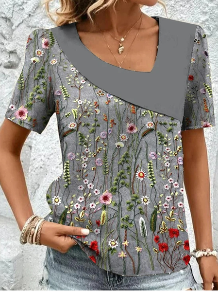 

Casual Loose Asymmetrical Shirt, Gray, Blouses