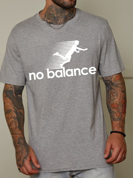

Men's Cotton Funny Letters No Balance Casual T-Shirt, Light gray, T-shirts