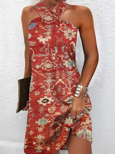 

Halter Casual Ethnic Dress, Red, Dresses