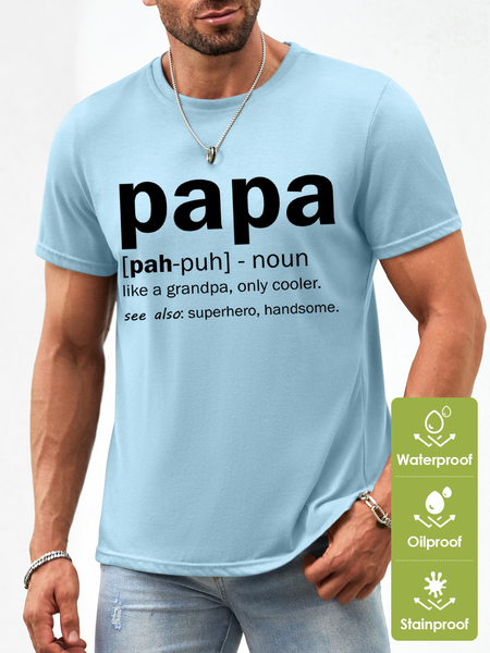

Men's Papa Like A Grandpa Only Cooler See Also Superhero Handsome Funny Graphic Printing Waterproof Oilproof And Stainproof Fabric T-Shirt, Light blue, T-shirts