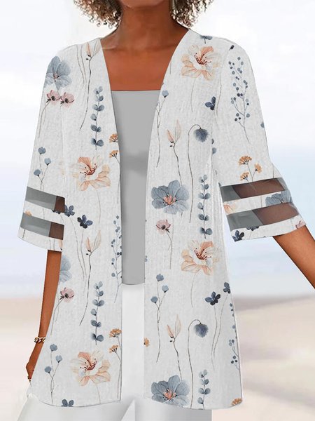 

Linen Loose Floral Cotton And Linen Two-Piece Set, White, Suit Set