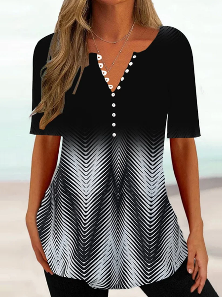 

Casual Loose Color Block Knitted Shirt, Black, Shirts & Blouses