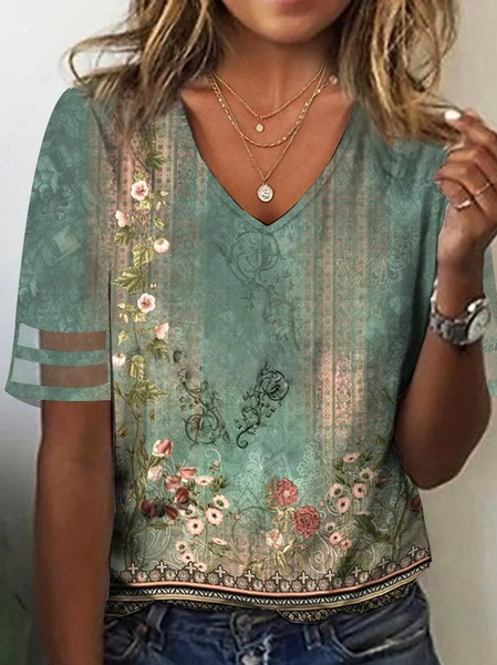 

Casual V Neck Loose Shirt, Green, Shirts & Blouses