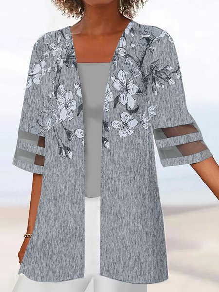

Country Casual Floral Positioning Print Cardigan, Gray, Cardigans
