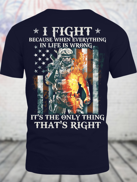 

Men's Funny I Fight Because When Everything In Life Is Wrong It'S The Only Thing That'S Right Graphic Printing 4th Of July Text Letters Cotton Casual Crew Neck T-Shirt, Purplish blue, T-shirts