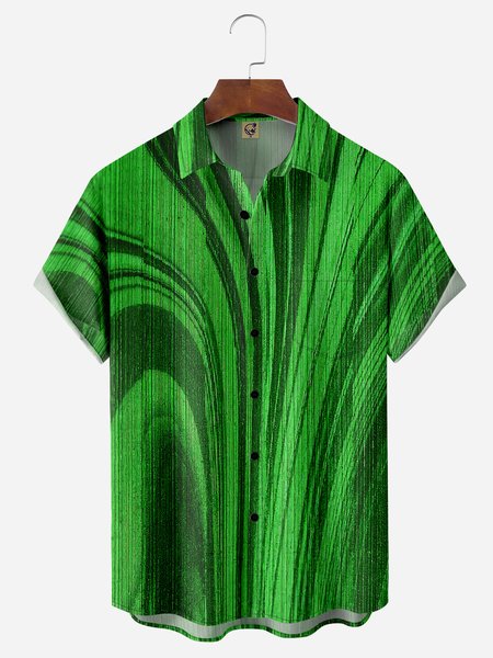 

Textured Art Wood Chest Pocket Short Sleeve Casual Shirt, Green, Men Shirts