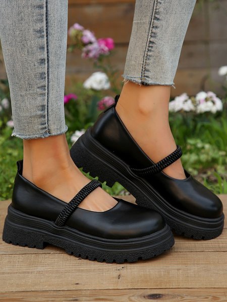 

Casual Platform Mary Janes, Black, Flats