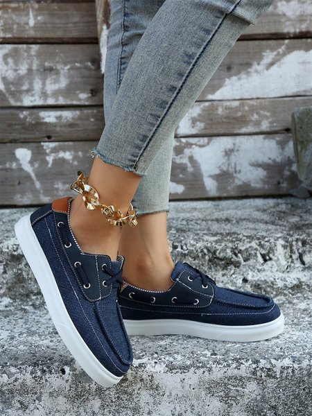 

Nautical Denim Blue Sailing Flats, Flats