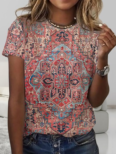 

Women's Ethnic Art Print Casual Shirt, As picture, T-shirts