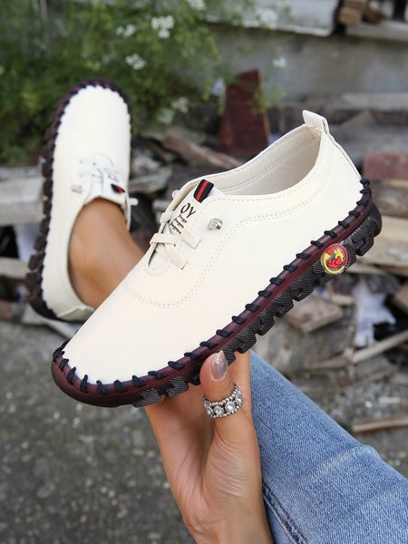 

Comfort Soft Massage Leather Casual Flats, Beige, Flats