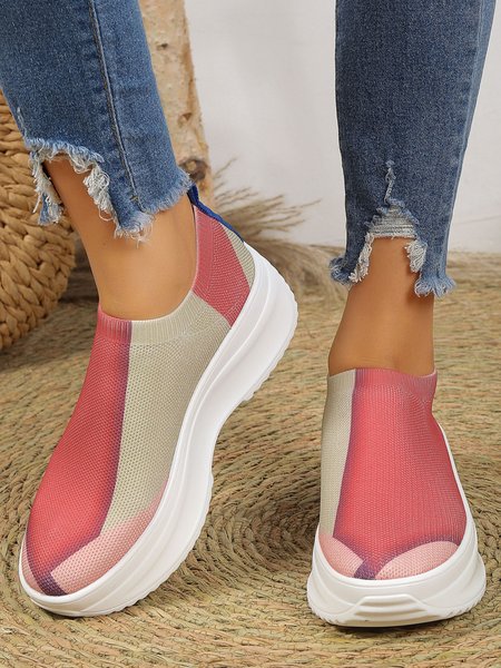 

Contrasting Geometric Casual Flyknit Sneakers, Pink, Sneakers
