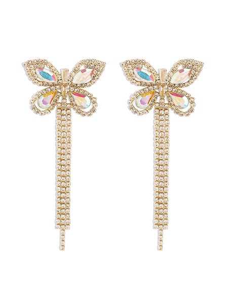 

Women's Butterfly Rhinestone Earrings, Golden, Earrings