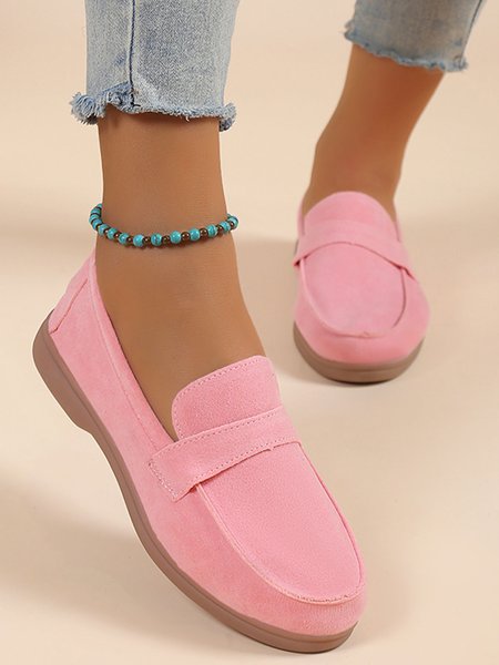 

Casual Minimalist Slip On Loafers, Pink, Flats