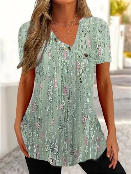 

Asymmetrical Loose Casual Geometric Shirt, Green, Shirts & Blouses