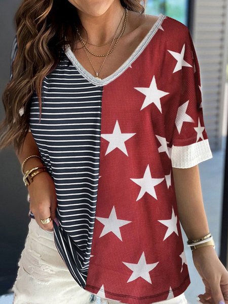 

Knitted America Flag V Neck Casual Shirt, Blue, Shirts & Blouses