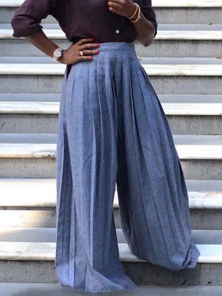 

Regular Size Urban Loose Wide leg Pants, Blue, Pants