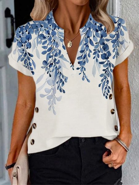 

Casual Floral Loose Shirt, White, Shirts & Blouses
