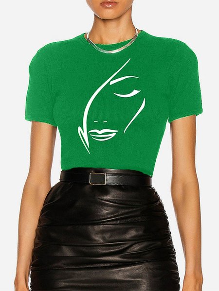

Urban Abstract Crew Neck Short Sleeve T-Shirt, Green, Tees