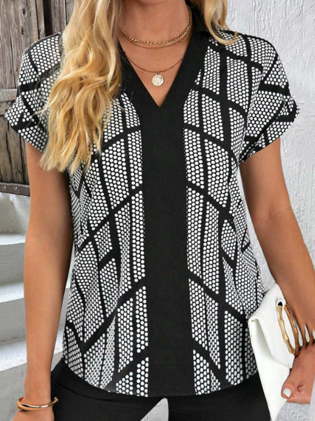 

Casual Black And White Colorblock Loose Blouse, Shirts & Blouses