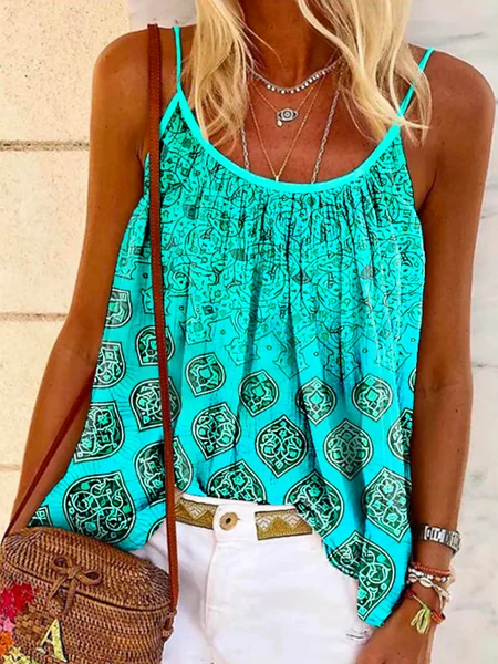 

Women's Tank Top Camisole Summer Tops Casual Loose Graphic Print Sleeveless Casual Weekend Basic Round Neck Tank Top, Green, Tanks & Camis