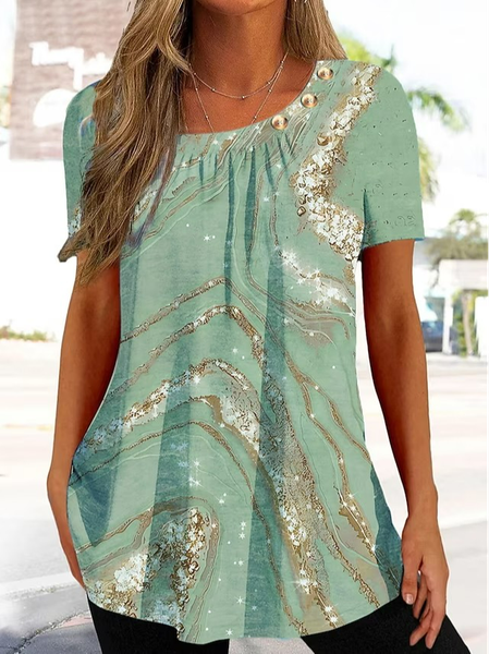 

Ombre Crew Neck Casual Loose Shirt, Green, Shirts & Blouses