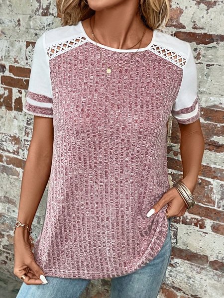 

Plain Crew Neck Casual Loose T-Shirt, Red, T-Shirts