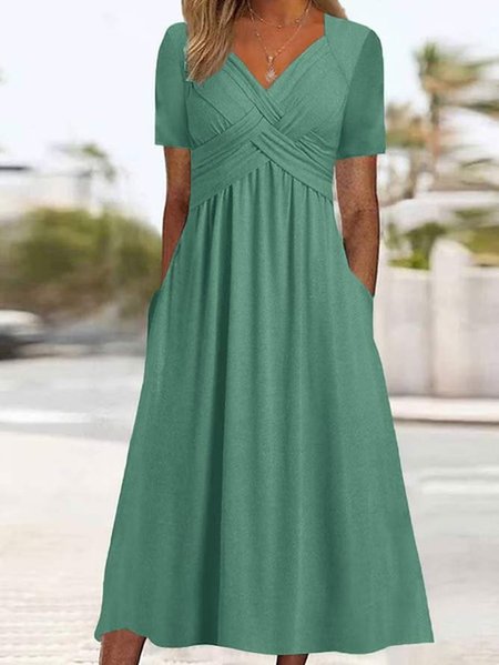 

Plus Size Plain Sweetheart Neckline Regular Fit Casual Dress, Mint, Dresses