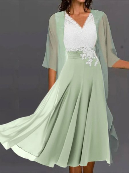 

Wrap Elegant Regular Fit Two-Piece Set, Green, Suit Set