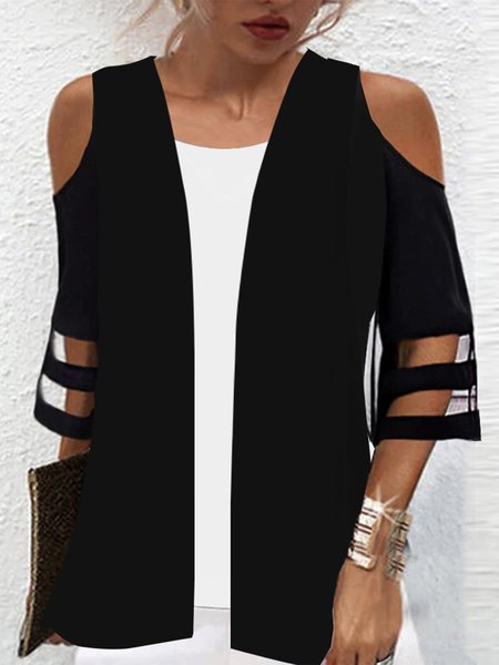 

Elegant Color Block Shirt, Black-white, Shirts & Blouses