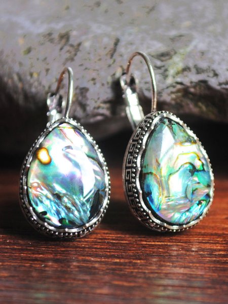 

Vintage Mother Of Oyster Distressed Metal Earrings Casual Vacation Women's Jewelry, As picture, Earrings
