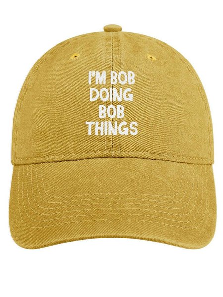 

Men's /Women's I Am Bob Doing Bob Things Graphic Printing Regular Fit Adjustable Denim Hat, Yellow, Men's Hats