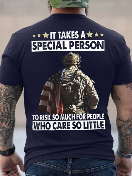 

Men's Funny It Takes A Special Person To Risk So Much For People Who Care So Little Graphic Printing Cotton Casual Loose Text Letters T-Shirt, Purplish blue, T-shirts